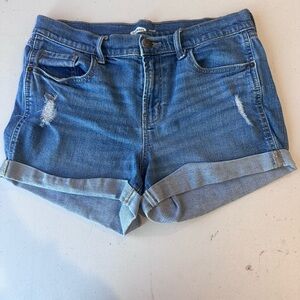 Old Navy Boyfriend Shorts Mid Rise Sz 8 Medium Wash‎ Rolled Hem